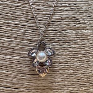 Super Pretty Upcycled Silver Tone Flower Pendant